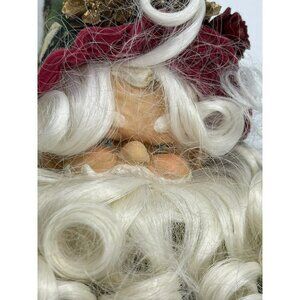 Vintage Christmas Santa Elf Red Green Shelf Sitter Tapestry Corduroy